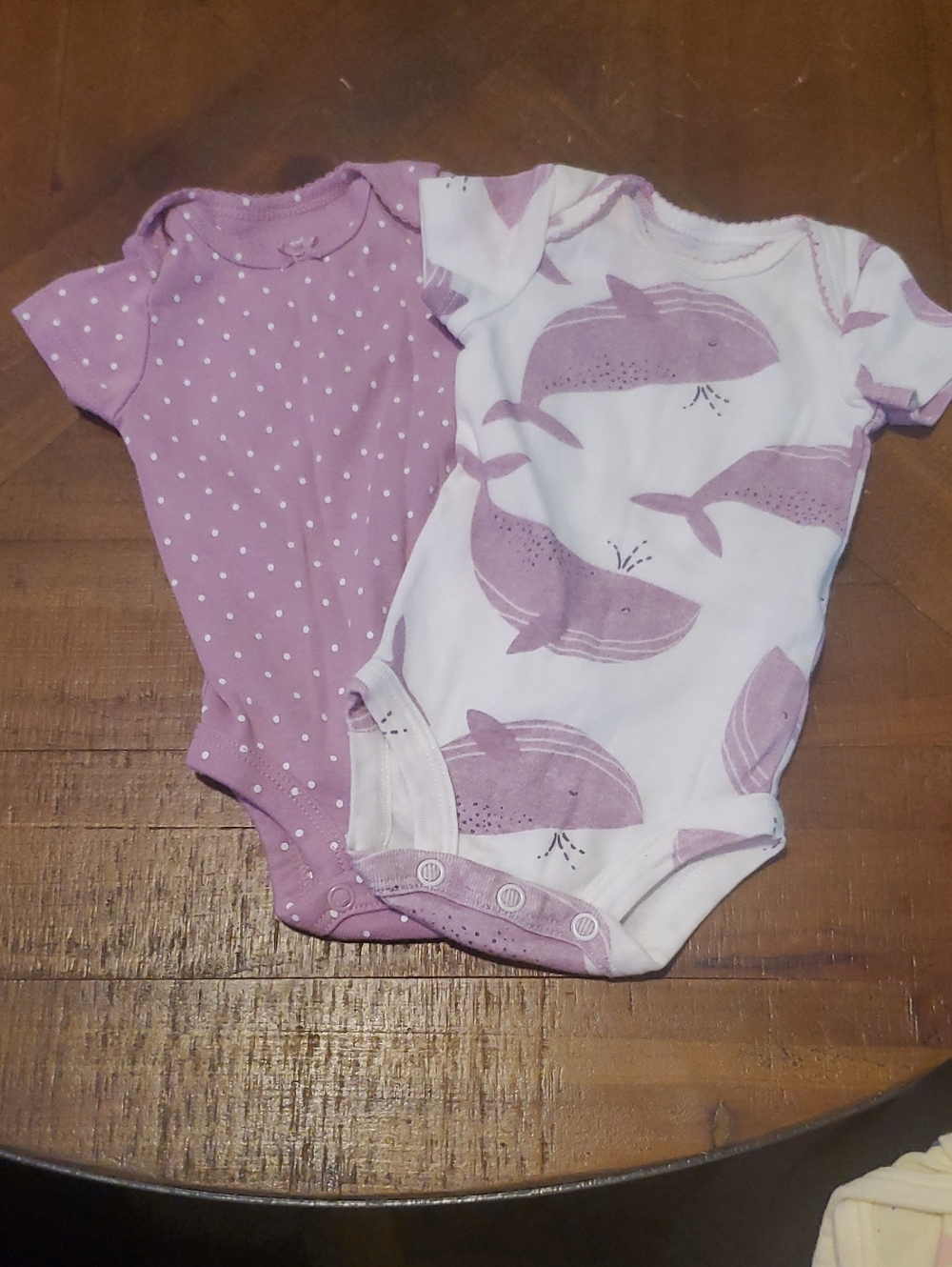 2 Carter's Purple Dot & Whale Short-Sleeve One-Piece Set